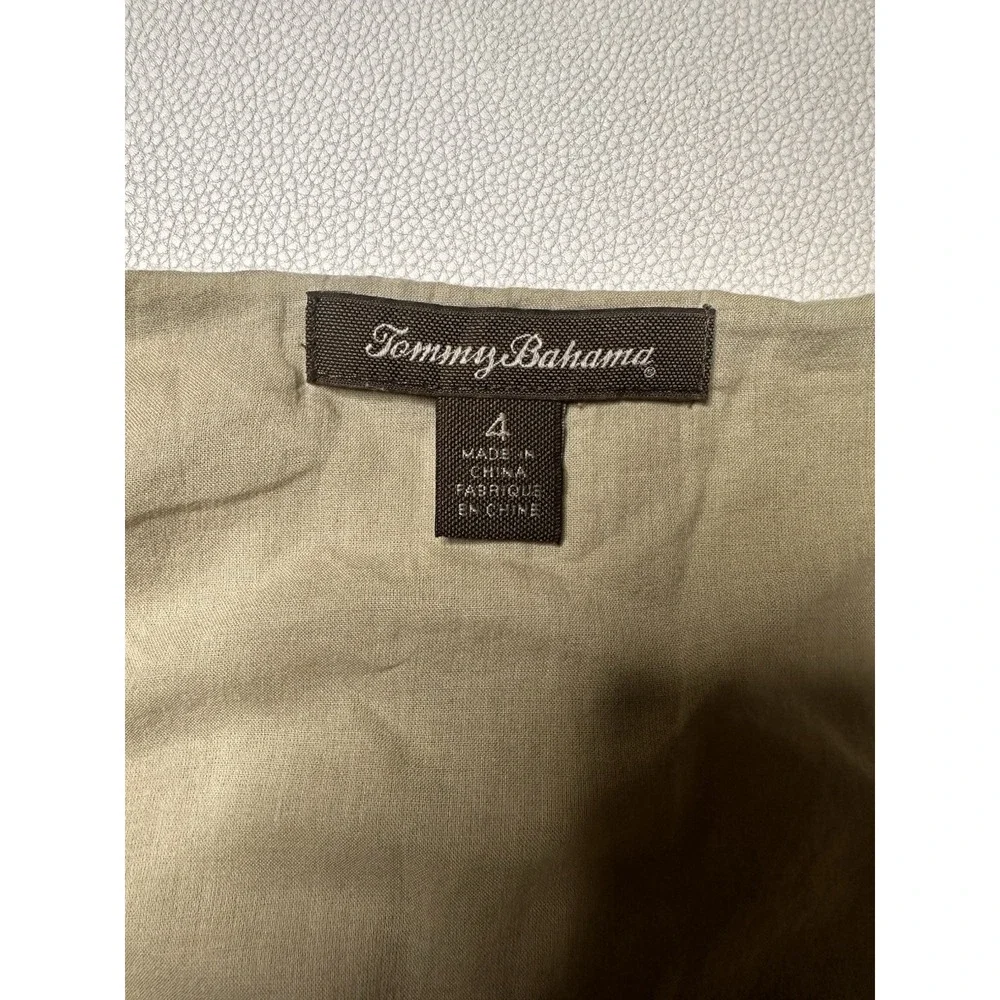 TOMMY BAHAMA Women's Linen Ruffled‎ Skirt Cotton Lined, Khaki Size 4